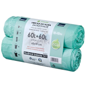Vrecia zaväzovacie HDPE 60 ℓ, 60 x 70 cm 16 mic. (2 bal.x10 ks) zelené