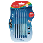Guľôčkové pero KEYROAD Soft Jet 0,7mm, blister 6 ks, modré