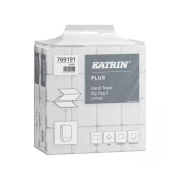 Papierové utierky skladané ZZ 2-vrstvove KATRIN Plus super biele Handy pack (16bal. x 190 útrž.)